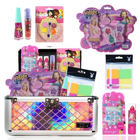 Kit de maquiagem infantil kit para meninas laváveis cosméticos brinquedos  definir jogo fingir jogo princesa sombra blush batom bolsa de maquiagem