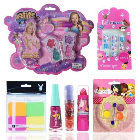 Mala Kit Maquiagem Infantil Barbie Batom Sombra Esmalte