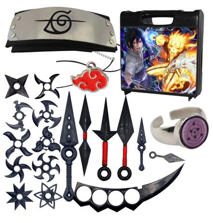 Kit 2 Colares Cordão Naruto Akatsuki Nuvem Vermelha Bandana