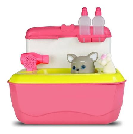 Maleta Rosa Pet Shop Gatinho Com Acess rios Roma 5860 Kit M dico