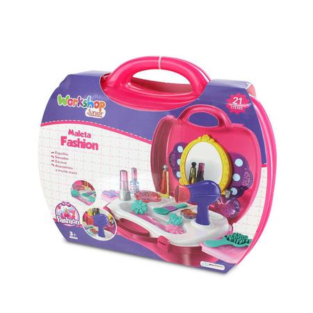 Imagem de Maleta Workshop Junior Fashion com 21 Itens Indicado para +3 Anos Rosa Multikids - BR771