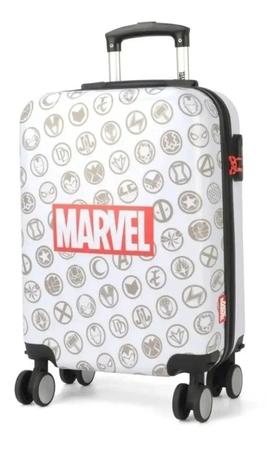 Imagem de Malinha Escolar Mala Bordo Infantil Viagem 4 Rodinhas Marvel Branco