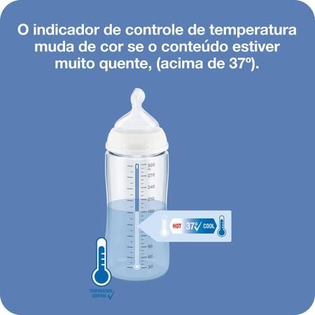 Imagem de Mamadeira First Choice Controle Temperatura 360ml Azul - Nuk
