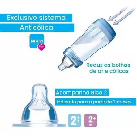 Mamadeira MAM Easy Start Anticólica 2+Meses Azul 260Ml - MAM Imagem de Mamadeira MAM Easy Start Anticólica 2+Meses Azul 260Ml - MAM