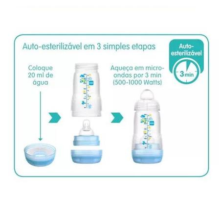 Mamadeira MAM Easy Start Anticólica 2+Meses Azul 260Ml - MAM Imagem de Mamadeira MAM Easy Start Anticólica 2+Meses Azul 260Ml - MAM