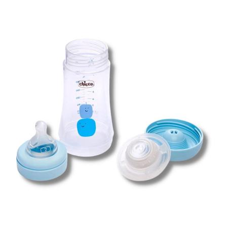 Imagem de Mamadeira perfect5 240ml fl medio azul (2+) - chicco