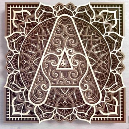 Mandala Alfabeto Letra A Em Camadas Alto Relevo 3d 29cm - TALHARTE Imagem de Mandala Alfabeto Letra A Em Camadas Alto Relevo 3d 29cm