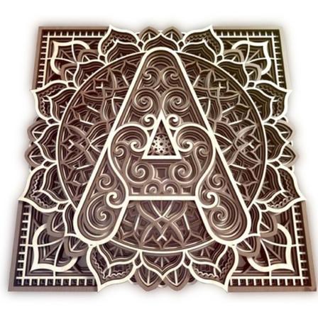 Mandala Alfabeto Letra A Em Camadas Alto Relevo 3d 29cm - TALHARTE Imagem de Mandala Alfabeto Letra A Em Camadas Alto Relevo 3d 29cm