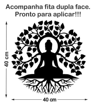 Imagem de Mandala Buda Árvore Da Vida Em Mdf Preto Vazado 40 Cm