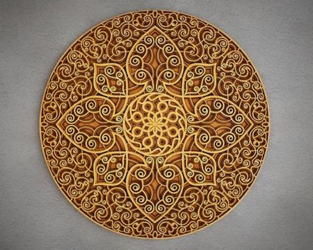 Mandala Em Camadas Floral 2 Alto Relevo Decoração 3d 29cm - TALHARTE Imagem de Mandala Em Camadas Floral 2 Alto Relevo Decoração 3d 29cm