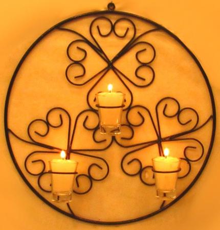 Imagem de Mandala Trevos 38 cm Decorativa Parede Porta Vela Castiçal