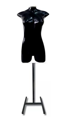 Imagem de Manequim feminino adulto (meio corpo jó) c/ tampa de metal + pedestal na cor preto