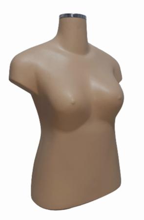 Imagem de Manequim feminino adulto Plus size (busto GG) na cor bege com tampa de metal