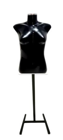 Imagem de Manequim feminino (Busto magro P.36) preto com tampa de metal + pedestal costureira H na cor preto