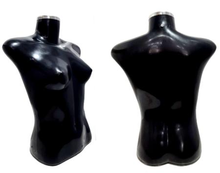 Imagem de Manequim feminino (Busto magro P.36) preto com tampa de metal + pedestal costureira H na cor preto