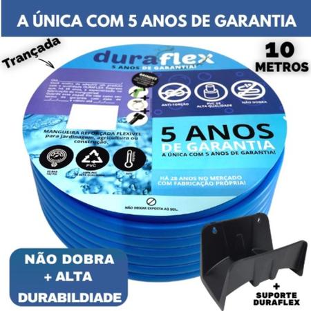 Imagem de Mangueira 10Mts Azul Chata + Suporte DuraFlex