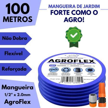 Imagem de Mangueira AgroFlex 100 Metros + Kit Esguicho Tramontina