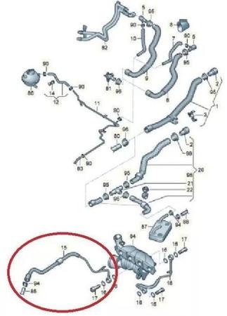 Imagem de Mangueira Água Tiguan Jetta Passat A3 Q3 06J121492C