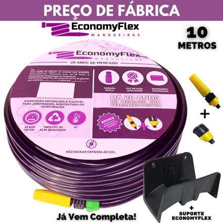 Imagem de Mangueira Caseira EconomyFlex Roxa 10 Mts c/ Suporte