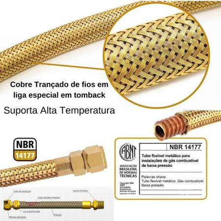 Imagem de Mangueira Cobre 1,00mt+registro+adaptador Instalação Gás Gn