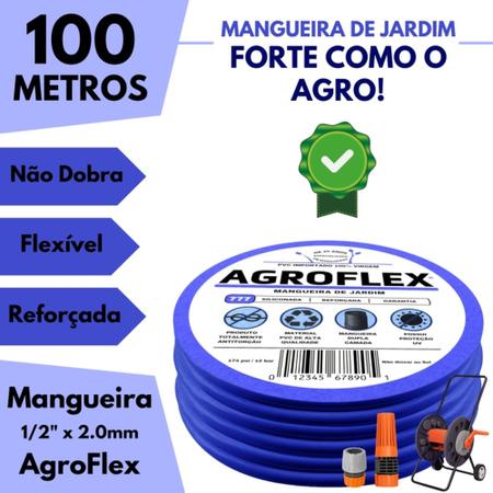 Imagem de Mangueira de Casa AgroFlex 100Mts + Carrinho Tramontina