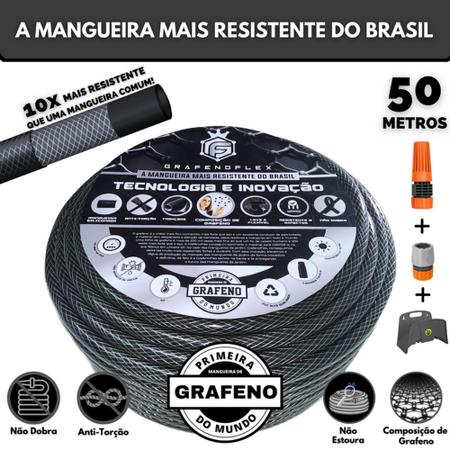 Mangueira de Jardim Anti-Torção 50 Mts com Suporte - GrafenoFlex Imagem de Mangueira de Jardim Anti-Torção 50 Mts com Suporte - GrafenoFlex