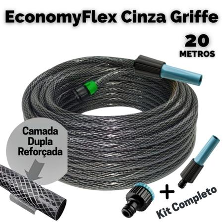 Imagem de Mangueira De Jardim antitorção EconomyFlex cinza Griffe 20 Mts Duraflex