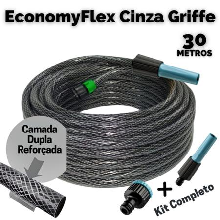 Imagem de Mangueira de Jardim Antitorção EconomyFlex Cinza Griffe 30 Mts DuraFlex