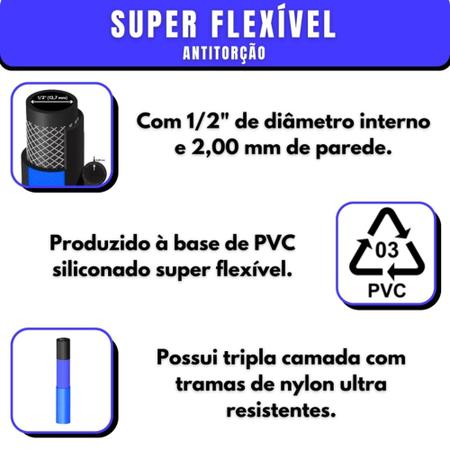 Imagem de Mangueira de Jardim AquaFlex Azul 30 Metro + Carrrinho