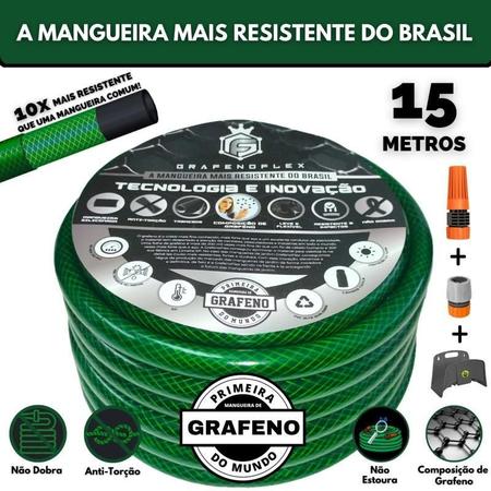Mangueira De Jardim Super Flexível 15 Mt. + Suporte - Gf. - Grafenoflex Imagem de Mangueira De Jardim Super Flexível 15 Mt. + Suporte - Gf.