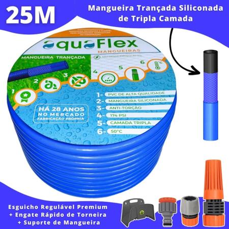 Imagem de Mangueira de Quintal AntiTorção 25 Mts AquaFlex + Suporte