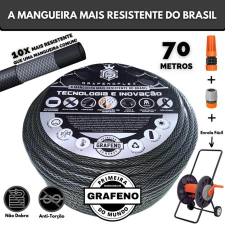 Imagem de Mangueira de Quintal com Carrinho Enrolador 70Mt - GrafenoFlex Grafitte