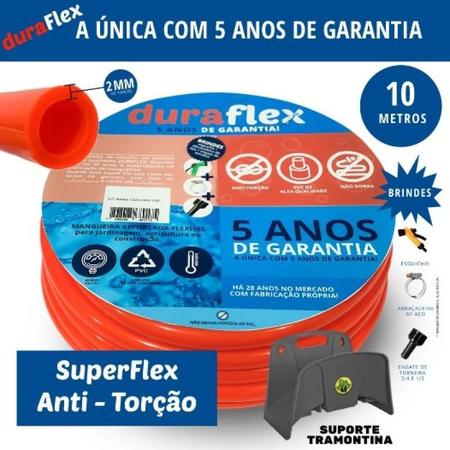 Imagem de Mangueira DuraFlex Laranja 1/2 x 2,00 mm 10m + Suporte Fixo