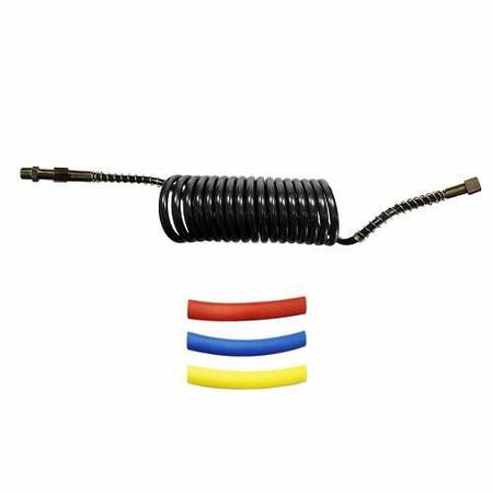 Imagem de Mangueira espiral para freio a ar 6,5m macho 3/8 x fêmea m16 com niple kit termoretrátil cores - dni8444