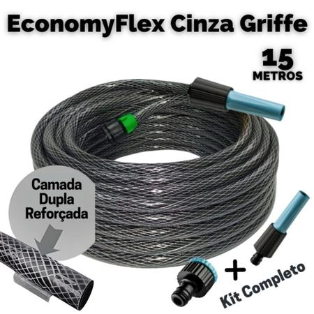 Imagem de Mangueira jardim trançada EconomyFlex cinza Griffe 15 Mts Duraflex