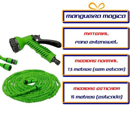 Imagem de Mangueira Mágica Magic Hose Retrátil Extensível 15M Gatilho