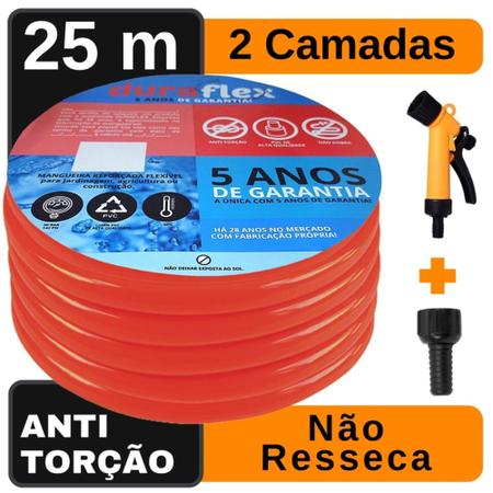 Imagem de Mangueira para Casa Siliconada Laranja 25 Metros DuraFlex