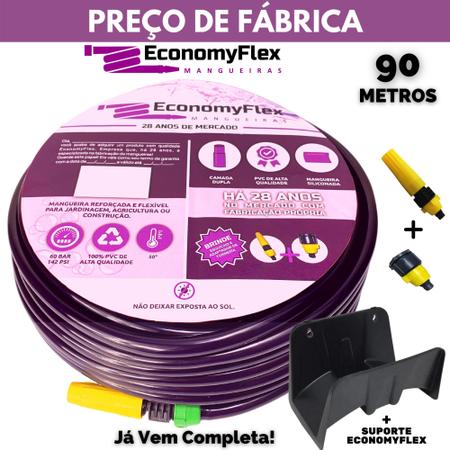 Imagem de Mangueira para Jardim EconomyFlex Roxa 90 Mts com Suporte