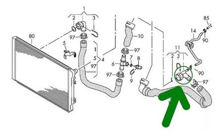 Imagem de Mangueira tubo conexão superior radiador vw tiguan 2.0 tsi 2009 a 2016