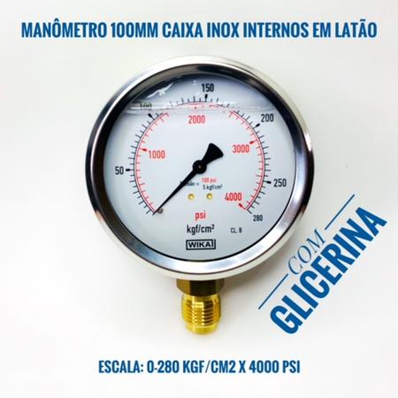 Manômetro De 0-280 Kgf/cm2 X 4000 Psi Vertical Com Glicerina - LRPROD WIKA Imagem de Manômetro De 0-280 Kgf/cm2 X 4000 Psi Vertical Com Glicerina