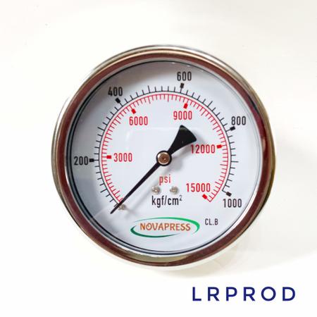 Manômetro horizontal - diam.100mm (4” ) com escala de 0-1000 KGF/CM2 x 15.000 PSI - LRPROD NOVAPRESS Imagem de Manômetro horizontal - diam.100mm (4” ) com escala de 0-1000 KGF/CM2 x 15.000 PSI