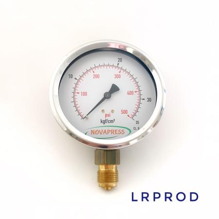 Manômetro vertical - diam.100mm (4") com escala de 0-35 KGF/CM2 x 500 PSI - LRPROD NOVAPRESS Imagem de Manômetro vertical - diam.100mm (4") com escala de 0-35 KGF/CM2 x 500 PSI