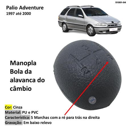 Imagem de Manopla Bola Alavanca Câmbio Palio Adventure 1997-2000 Cinza