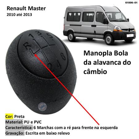 Imagem de Manopla Bola Alavanca Câmbio Renault Master 2010-2013 Preta