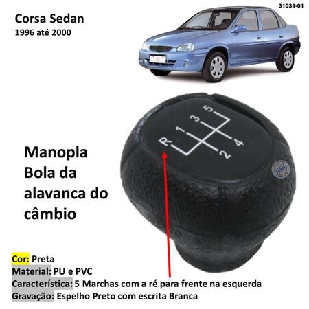 Imagem de Manopla Bola Alavanca de Câmbio Corsa Sedan 1996-2000 Preta