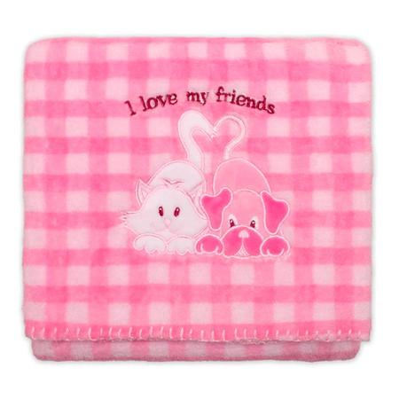 Imagem de Manta Baby Buettner Microfibra Bordada 80cmx100m Love Friends Rosa