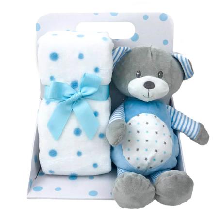 Imagem de Manta Bebê Menino Baby Carinhosos Ursinho Estrelas Azul