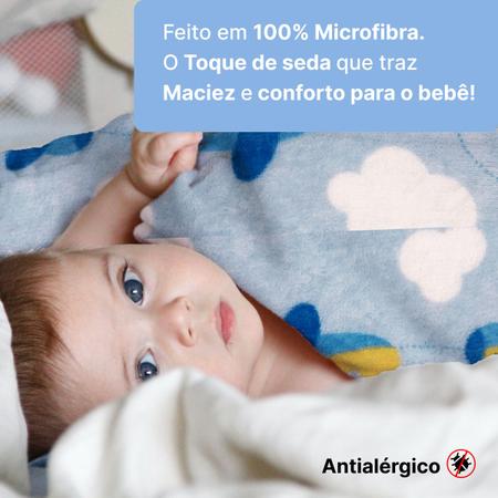 Imagem de Manta Berço Bebe Menino Estampa Avião Azul Antialergico Microfibra Soft Infantil Enxoval Maternidade