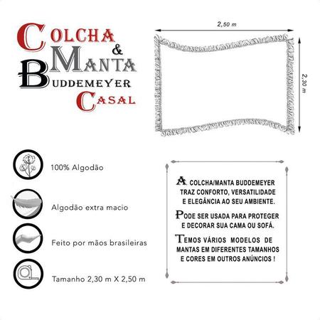 Imagem de Manta Buddemeyer Casal In Design 100% Algodão 2,30m X 2,50m Cores Exclusivas Xale Cama Protetor Sofá