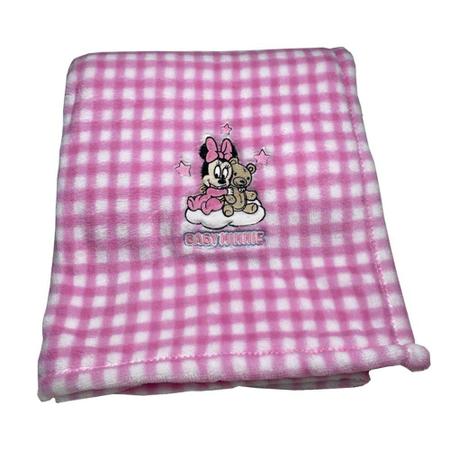 Imagem de Manta Cobertor Antialérgico Jolitex Infantil Minnie E Urso Rosa Bordada 90x110cm